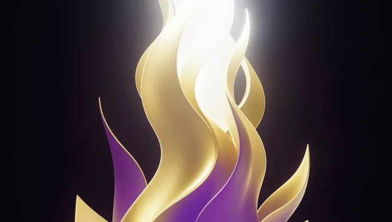 Purple and gold flame lotus symbolizing Krishnas teaching in the Bhagavad Gita